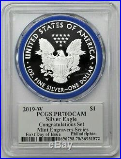 2019 W $1 Silver Eagle Congratulations Set PCGS PR70 FDOI Mercanti Philadelphia