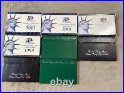 02 01 00 99 98 97 96 95 United States mint proof sets, Includes Silver Mint