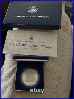 (1) 1987 S US Constitution $1 Proof Silver Dollar Coin withCOA & Box ULTRA CAMEO
