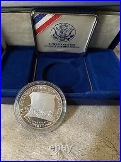 (1) 1987 S US Constitution $1 Proof Silver Dollar Coin withCOA & Box ULTRA CAMEO
