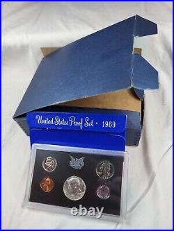 (10) 1969-S US Mint Proof Sets 50 Coins Original Box OGP 40% Silver Kennedy