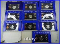 (10) 1969-S US Mint Proof Sets 50 Coins Wholesale Lot OGP 40% Silver Kennedy