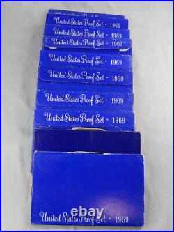 (10) 1969-S US Mint Proof Sets 50 Coins Wholesale Lot OGP 40% Silver Kennedy