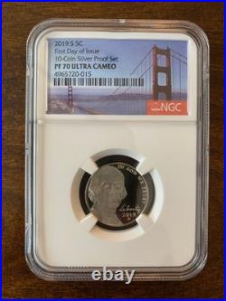 10-Coin Set 2019 S Silver Proof Set First Day of Issue PF70 Ultra Cameo 10-Coin Set 2019 S Silver Proof Set First Day of Issue PF70 Ultra Cameo