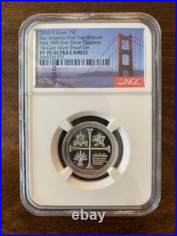 10-Coin Set 2019 S Silver Proof Set First Day of Issue PF70 Ultra Cameo 10-Coin Set 2019 S Silver Proof Set First Day of Issue PF70 Ultra Cameo