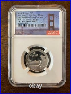10-Coin Set 2019 S Silver Proof Set First Day of Issue PF70 Ultra Cameo 10-Coin Set 2019 S Silver Proof Set First Day of Issue PF70 Ultra Cameo