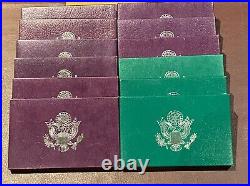 10 Proof Sets 5 Coin US Mint 1987888992939697 & 2 1989 Congressional withCOA