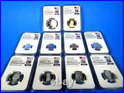 1776-2026 S, 10-Coin Silver Proof Set NGC Pf 70 UCam, FDOI, 250 Prop. Label