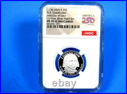 1776-2026 S, 5-Coin, Silver Proof Set, Quarters Only NGC Pf 70 UCam, FDOI, 250