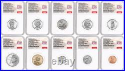 1776-2026 US Mint Complete 10 Coin Silver Proof Set, NGC PF69 FR, Flag Presale