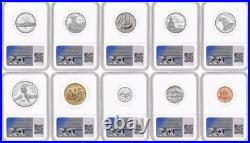 1776-2026 US Mint Complete 10 Coin Silver Proof Set, NGC PF69 FR, Flag Presale