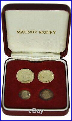 1895 Victoria Maundy Money Four Coin Set Boxed Great Britain Silver Coins