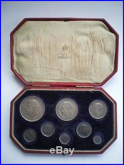 1911 ROYAL MINT KING GEORGE V SILVER PROOF 8 COIN SET Halfcrown to Maundy Penny