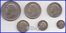 1927 6 COIN SILVER PROOF YEAR SET WITH WREATH CROWN AND RARE THREEPENCE 3d