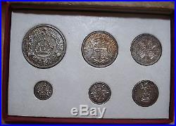 1927 George V Silver Proof Set Threepence To Wreath Crown Natural Toning + Box