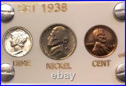1938 US Mint Silver PROOF Set Gem Coins White Capital Holder