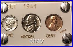 1941 US Mint Silver PROOF Set Gem Coins White Capital Holder