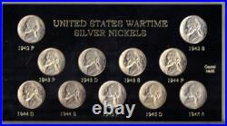 1942-1945 Jefferson WWII 35% Silver Brilliant Uncirculated Nickel 11 Coin Set