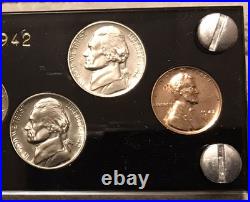 1942 6 Coin US Mint PROOF Set Gem Coins in Black Capital Holder