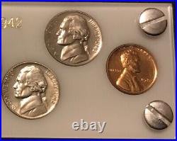 1942 6 Coin US Mint PROOF Set Gem Coins in White Capital Holder