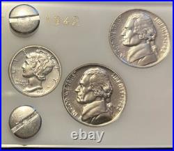 1942 6 Coin US Mint PROOF Set Gem Coins in White Capital Holder Display Box