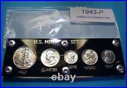 1943 Mint U. S. War-time Silver Set Lustrous Flashy Brilliant Uncirculated Nice