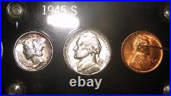 1945-S Choice Uncirculated to GEM BU U. S. Coins Silver Mint Set-Great Gift