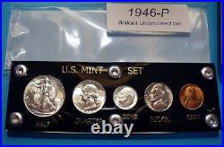 1946 MINT SILVER SET of U. S. COINS LUSTROUS CHOICE to GEM BRILLIANT UNCIRCULATED