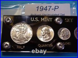 1947 MINT SILVER SET of U. S. COINS LUSTROUS CHOICE to GEM BRILLIANT UNCIRCULATED 1947 MINT SILVER SET of U. S. COINS LUSTROUS CHOICE to GEM BRILLIANT UNCIRCULATED