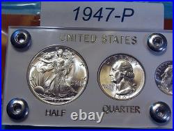 1947 MINT SILVER SET of U. S. COINS LUSTROUS CHOICE to GEM BRILLIANT UNCIRCULATED