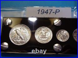 1947 MINT SILVER SET of U. S. COINS LUSTROUS CHOICE to GEM BRILLIANT UNCIRCULATED 1947 MINT SILVER SET of U. S. COINS LUSTROUS CHOICE to GEM BRILLIANT UNCIRCULATED