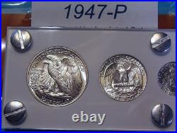 1947 MINT SILVER SET of U. S. COINS LUSTROUS CHOICE to GEM BRILLIANT UNCIRCULATED