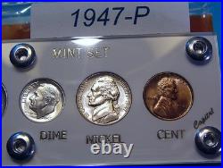 1947 MINT SILVER SET of U. S. COINS LUSTROUS CHOICE to GEM BRILLIANT UNCIRCULATED