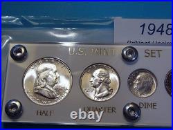 1948 MINT SILVER SET of U. S. COINS LUSTROUS CHOICE BRILLIANT UNCIRCULATED NICE