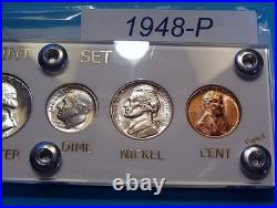 1948 MINT SILVER SET of U. S. COINS LUSTROUS CHOICE BRILLIANT UNCIRCULATED NICE