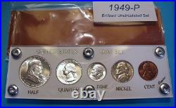 1949 MINT SILVER SET of U. S. COINS LUSTROUS CHOICE to GEM BRILLIANT UNCIRCULATED