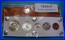 1949 MINT SILVER SET of U. S. COINS LUSTROUS CHOICE to GEM BRILLIANT UNCIRCULATED