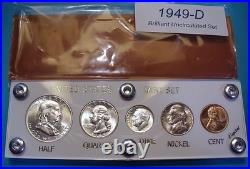 1949-d Mint Silver Set U. S. Coins Lustrous Brilliant Uncirculated Mostly Choice