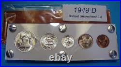 1949-d Mint Silver Set U. S. Coins Lustrous Brilliant Uncirculated Mostly Choice
