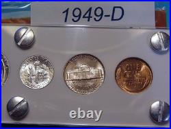 1949-d Mint Silver Set U. S. Coins Lustrous Brilliant Uncirculated Mostly Choice