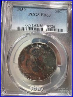 1950 PCGS Proof set Pr 63, 65, 65, 64, 64 RB Toning On Silver Coins