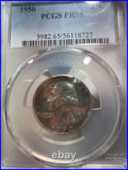 1950 PCGS Proof set Pr 63, 65, 65, 64, 64 RB Toning On Silver Coins