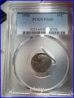 1950 PCGS Proof set Pr 63, 65, 65, 64, 64 RB Toning On Silver Coins