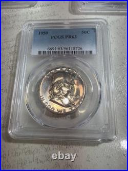 1950 PCGS Proof set Pr 63, 65, 65, 64, 64 RB Toning On Silver Coins