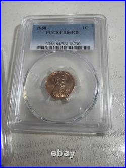 1950 PCGS Proof set Pr 63, 65, 65, 64, 64 RB Toning On Silver Coins