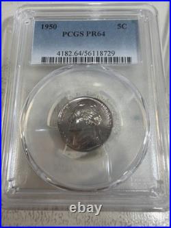 1950 PCGS Proof set Pr 63, 65, 65, 64, 64 RB Toning On Silver Coins
