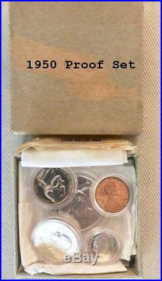 1950 Silver PROOF 5 Coin Box Set 1C-50COriginal US Mint Issued Box & Cellophane