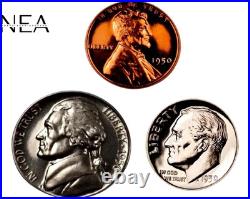 1950 US Proof Set Choice/Gem Proof 3 Coin Lot 90% Silver