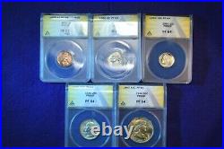 1950 Us Silver Proof Set Anacs Certified Proof Set Pf-62red/63/64/64/64! #150