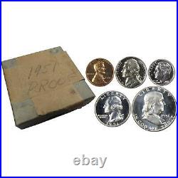 1951 Proof Set U. S. Mint 5 Coins Half Quarter Dime Nickel Cent Collectible